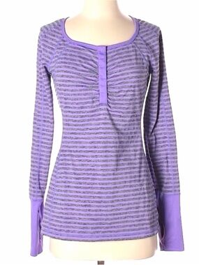 Lululemon Long Sleeve Purple Striped  Run Luxtreme Henley Top